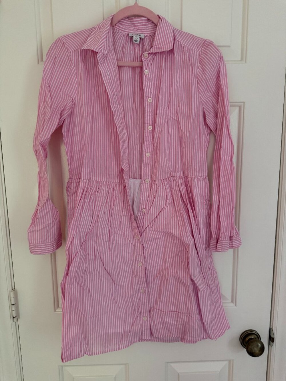 J.Crew Factory pink and white shirt dress size 0